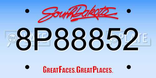 8P88852 South Dakota License Plate