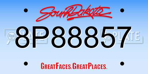 8P88857 South Dakota License Plate