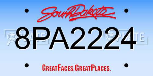 8PA2224 South Dakota License Plate