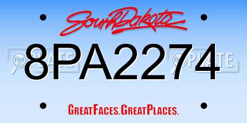 8PA2274 South Dakota License Plate
