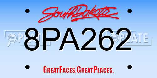 8PA262 South Dakota License Plate