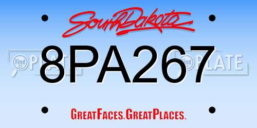 8PA267 South Dakota License Plate