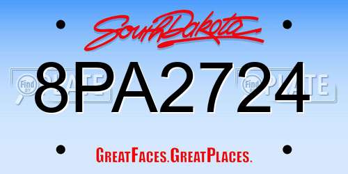 8PA2724 South Dakota License Plate