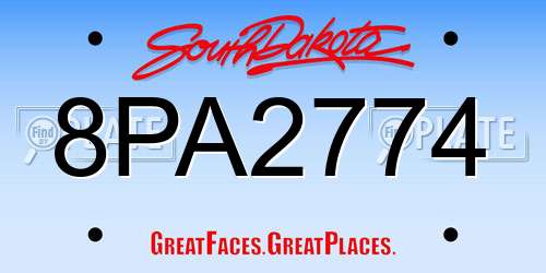 8PA2774 South Dakota License Plate