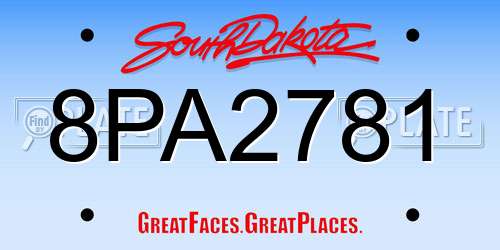 8PA2781 South Dakota License Plate