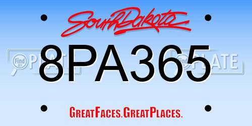 8PA365 South Dakota License Plate