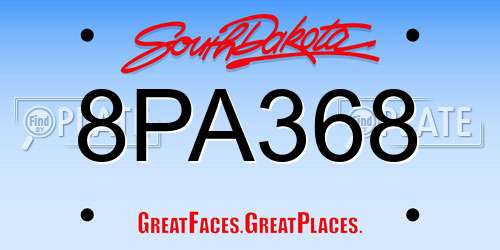 8PA368 South Dakota License Plate