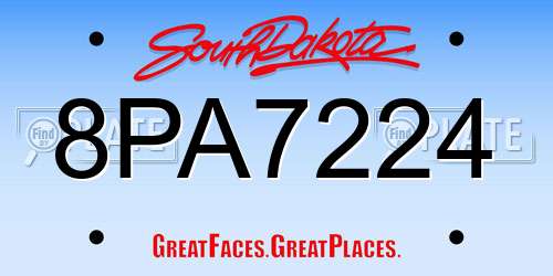 8PA7224 South Dakota License Plate