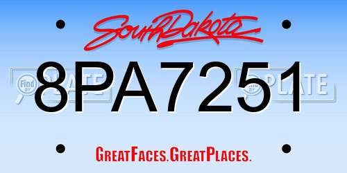 8PA7251 South Dakota License Plate