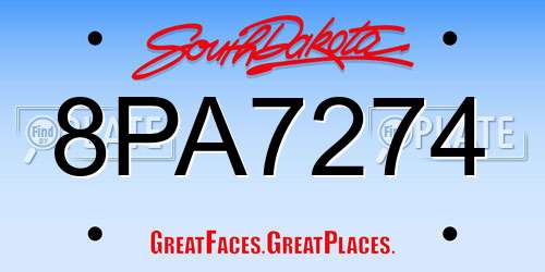 8PA7274 South Dakota License Plate