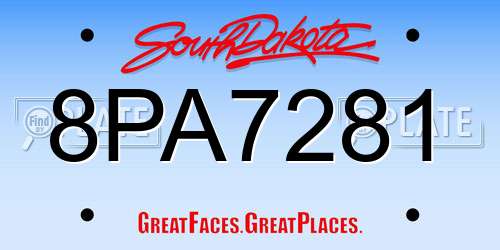 8PA7281 South Dakota License Plate