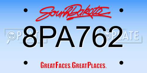 8PA762 South Dakota License Plate
