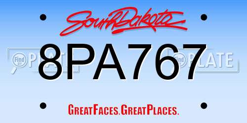 8PA767 South Dakota License Plate