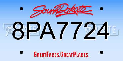 8PA7724 South Dakota License Plate