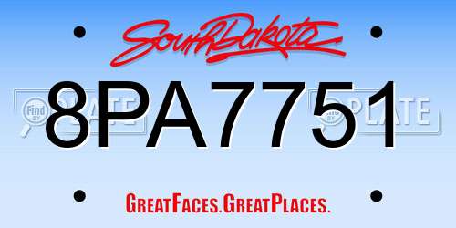 8PA7751 South Dakota License Plate