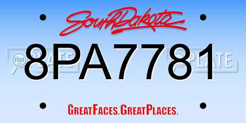 8PA7781 South Dakota License Plate