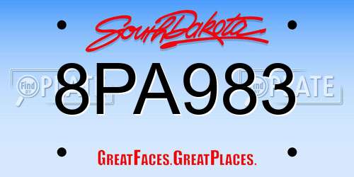 8PA983 South Dakota License Plate