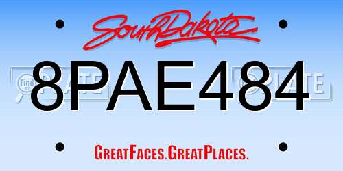 8PAE484 South Dakota License Plate