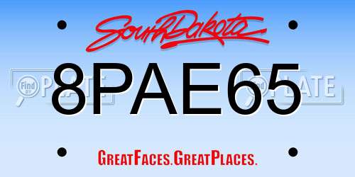8PAE65 South Dakota License Plate