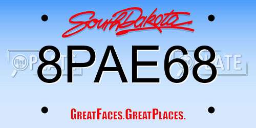 8PAE68 South Dakota License Plate