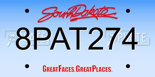 8PAT274 South Dakota License Plate