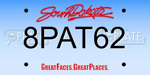 8PAT62 South Dakota License Plate