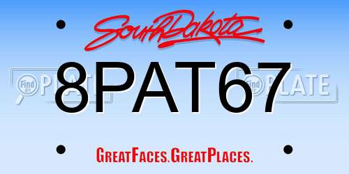 8PAT67 South Dakota License Plate
