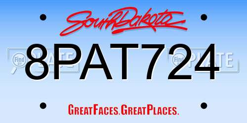 8PAT724 South Dakota License Plate