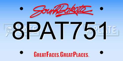 8PAT751 South Dakota License Plate