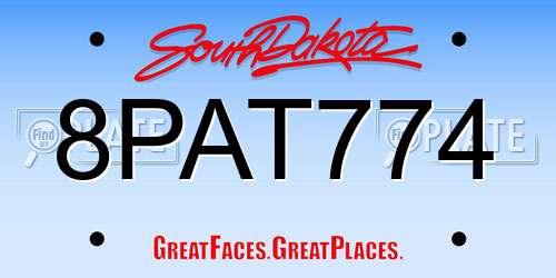 8PAT774 South Dakota License Plate