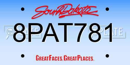8PAT781 South Dakota License Plate