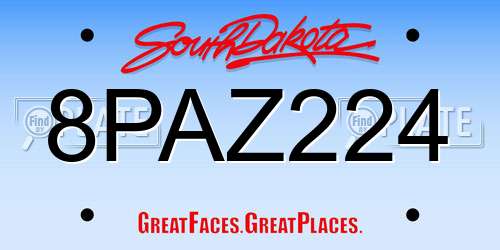 8PAZ224 South Dakota License Plate