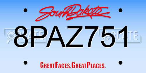 8PAZ751 South Dakota License Plate