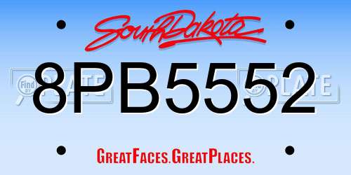 8PB5552 South Dakota License Plate