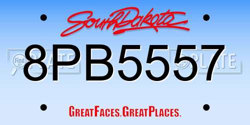 8PB5557 South Dakota License Plate