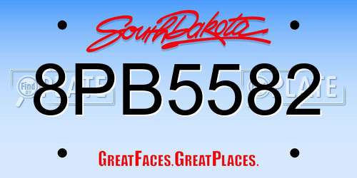8PB5582 South Dakota License Plate
