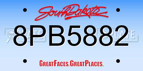 8PB5882 South Dakota License Plate