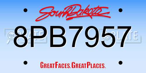 8PB7957 South Dakota License Plate