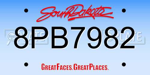 8PB7982 South Dakota License Plate