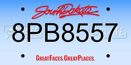 8PB8557 South Dakota License Plate