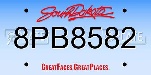 8PB8582 South Dakota License Plate