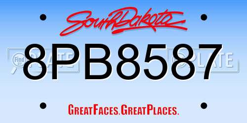8PB8587 South Dakota License Plate