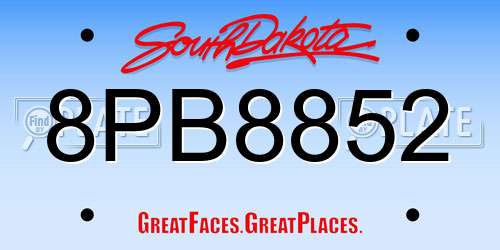 8PB8852 South Dakota License Plate