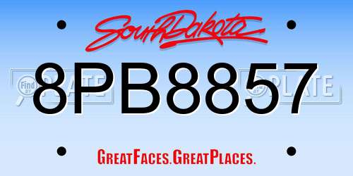 8PB8857 South Dakota License Plate