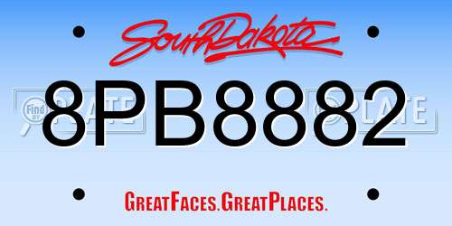 8PB8882 South Dakota License Plate