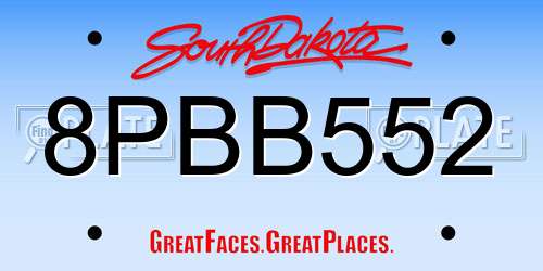8PBB552 South Dakota License Plate