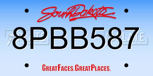 8PBB587 South Dakota License Plate