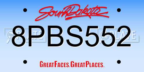 8PBS552 South Dakota License Plate