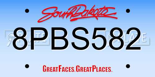 8PBS582 South Dakota License Plate