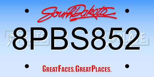 8PBS852 South Dakota License Plate